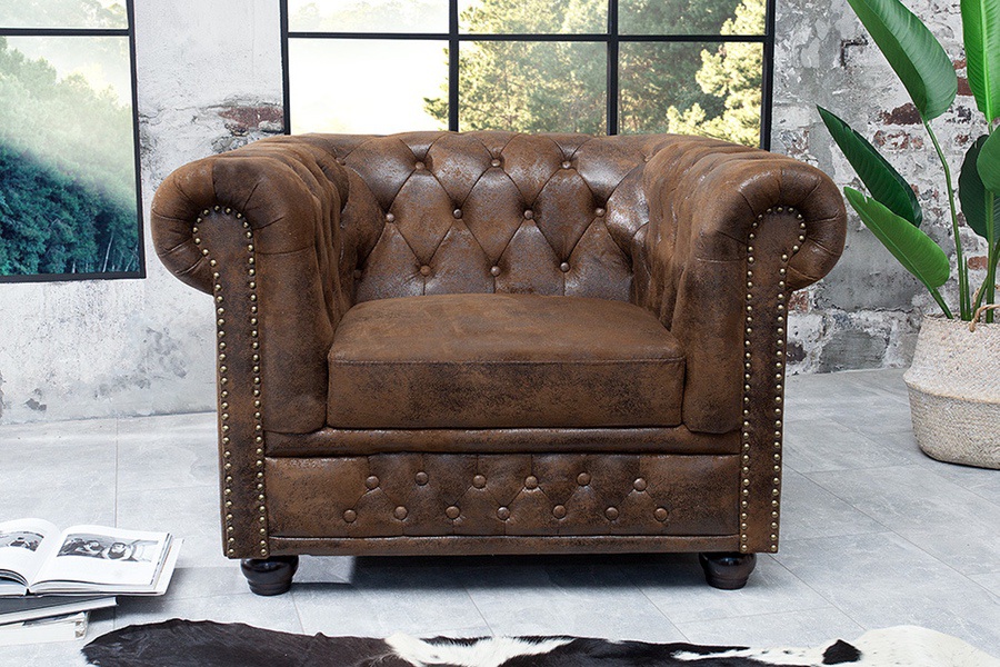 Luxus vintage fotel Chesterfield II bőr